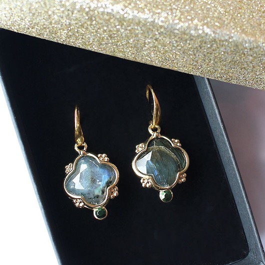 kolczyki pozłacane Eleganckie kolczyki pozłacane Labradoryt