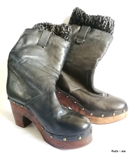 buty skórzane na koturnie ruda klara