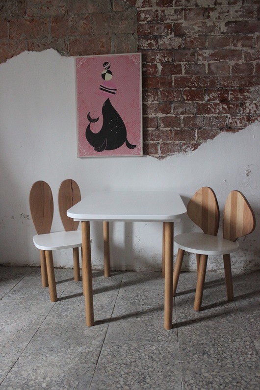 Zestaw krzesełka + stolik Little Wood Bunny