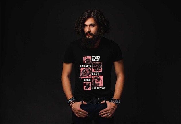 t-shirty męskie Koszulka organiczna z nadrukiem New York districts