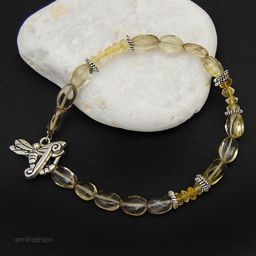 Kwarc Lemon i Cytryn z ważką MAREMI Jewelry