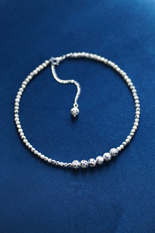 chokery Naszyjnik choker z jaspisu dalmatyńskiego