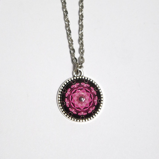 wisiory Medalion, naszyjnik - Różowa mandala - mały