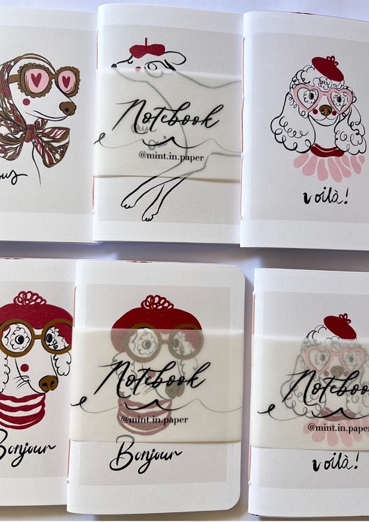 notatniki i albumy Zestaw mini notesów - Francuskie pieski