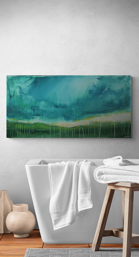 obrazy Obraz ręcznie malowany na płótnie 50x100 cm - abstrakcyjny pejzaż