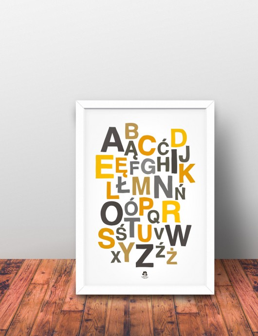 Alfabet polski plakat 50 x 70 cm żółty Matka Po Godzinach