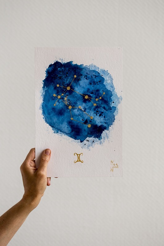 plakaty Plakat Gwiazdozbiór Bliźniąt Znak Zodiaku Bliźnięta Konstelacja Gwiazd