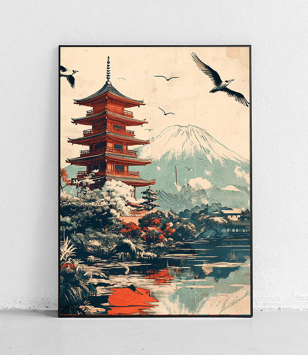 plakaty Plakat Pagoda i Fuji Japonia