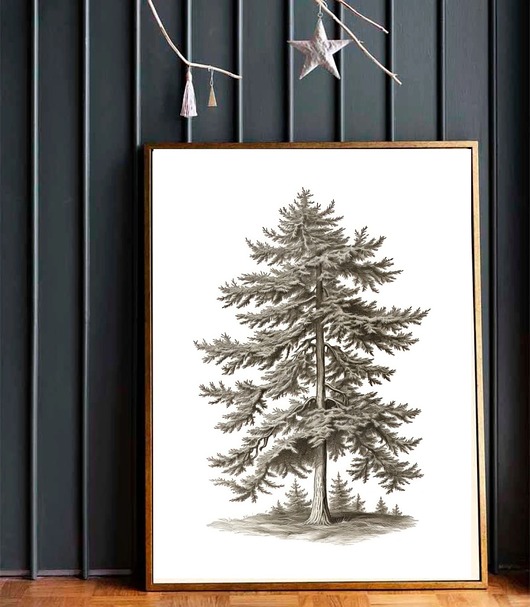 plakaty PLAKAT dawne malarstwo drzewo choinka