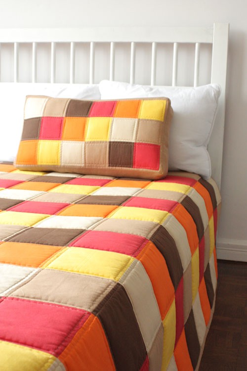 Narzuta patchwork dwustronna |OLMA| + poszewka patchwork house