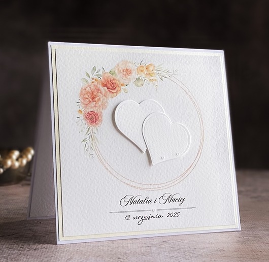 zaproszenia i kartki na ślub Kartka ślubna w ozdobnej kopercie, WP42a