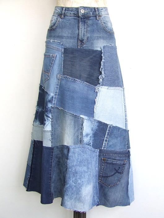 spódnice maxi Długa patchworkowa nowa spódnica jeans r.42