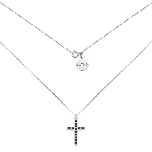 srebrne naszyjniki Srebrny naszyjnik z krzyżem wysadzanym SWAROVSKI CRYSTAL