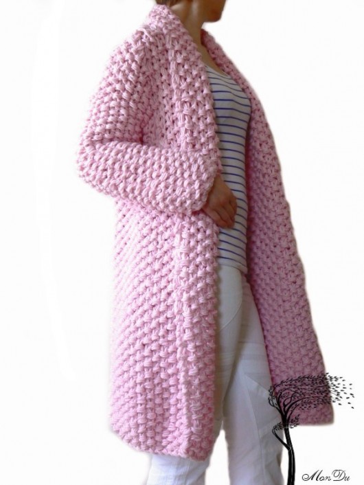 Gruby różowy sweter MonDu