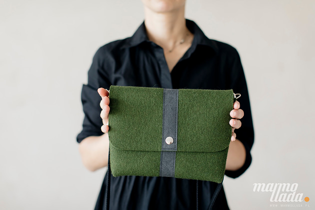 torby na ramię Marmollada - filcowa listonoszka LEŚNA + czarny