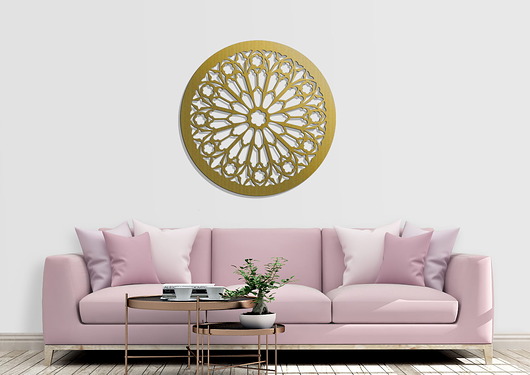 dekoracje - na ścianę AŻUROWA ROZETA GOTYCKA,ROSE DU MIDI,  DEKORACJA ŚCIENNA 3D, ORNAMENT,60 CM, Z