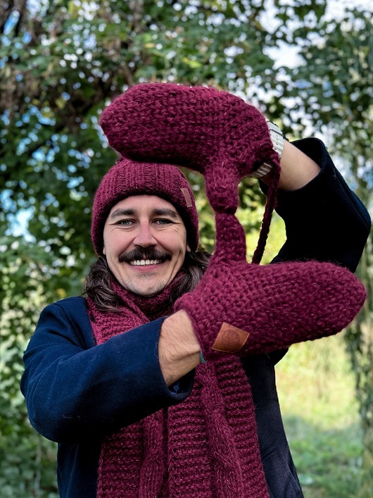 akcesoria - inne Męskie rękawiczki MERINO Bordo