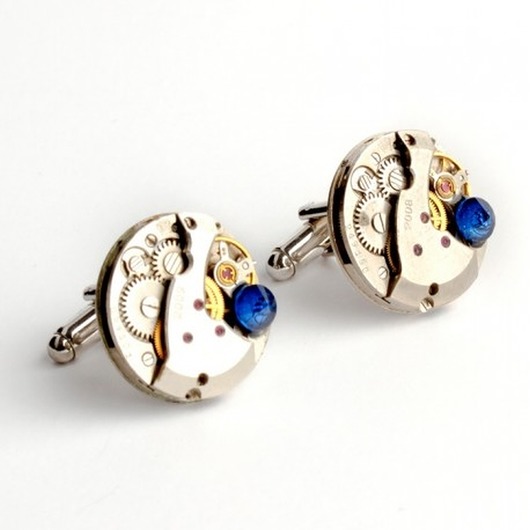 spinki do mankietów Spinki do koszuli - ROUND II Deep Navy Prezent+Pudełko