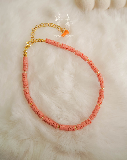 bransoletki - inne Bransoletka na nogę na kostkę z lawy wulkanicznej