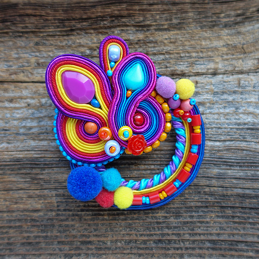 broszki Kolorowa broszka soutache