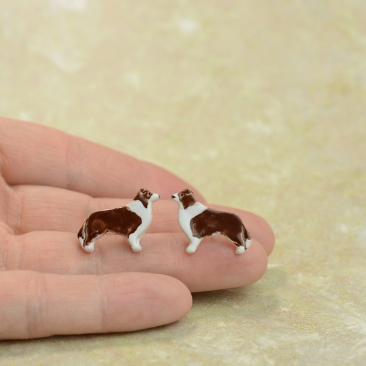 Border collie - ceramiczne kolczyki Dorca