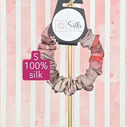 gumki do włosów S wąska gumka jedwabna do włosów jedwab naturalny scrunchie pastelowa