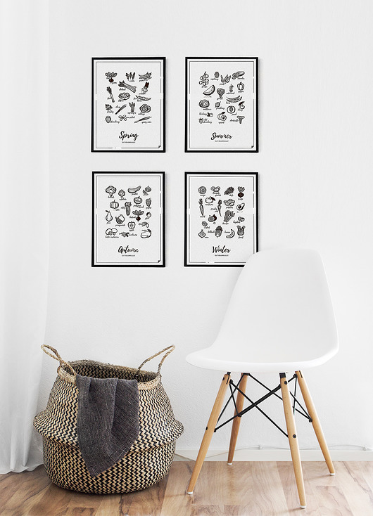 Zestaw 4 pory roku-Jedz sezonowo. grafiki 21x30 Follygraph