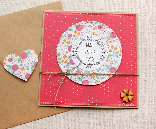 kartki scrapbooking Best SISTER ever - kartka dla siostry