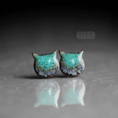 kolczyki ceramiczne Koty /stal chirurgiczna/