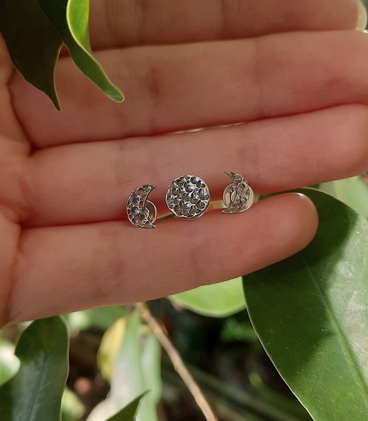 kolczyki srebrne Kolczyki srebrne MOON Pełnia i Sierpy 3szt