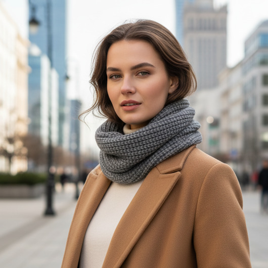 szale damskie Komin damski Szary szal Wełniany Alpaka