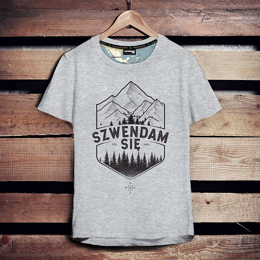 t-shirty męskie Koszulka męska SZWENDAM SIĘ/GÓRY szara