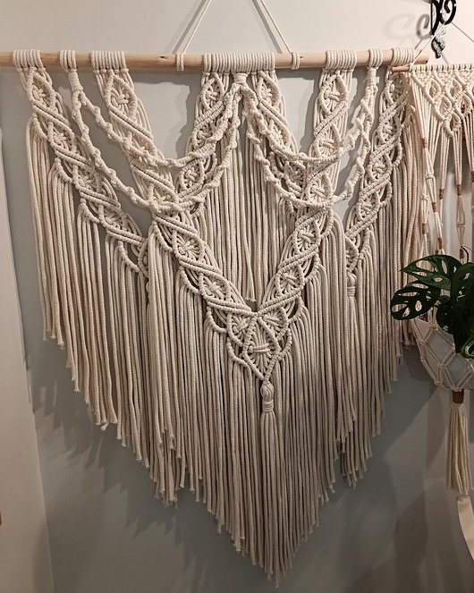 makramy DOSTĘPNA OD RĘKI Makrama boho XL ecru