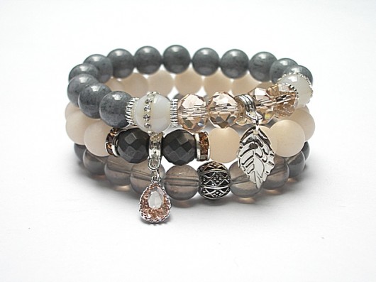 bransoletki z kamieni naturalnych Nude and grey  vol. 15 /03.02.15/ - set