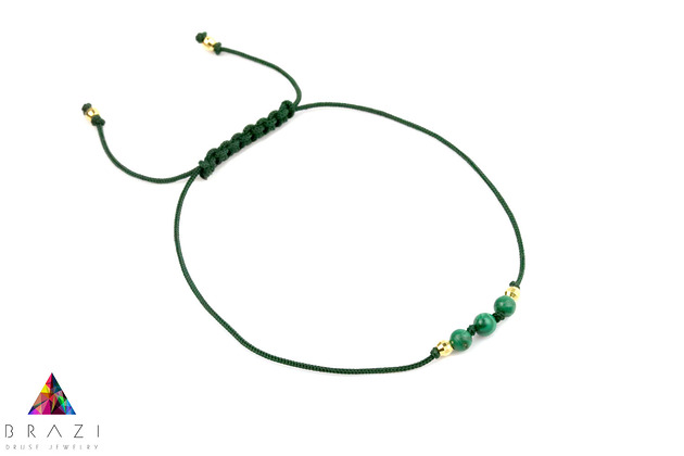 Bransoletka Malachit Sznurek złoto Brazi Druse Jewelry
