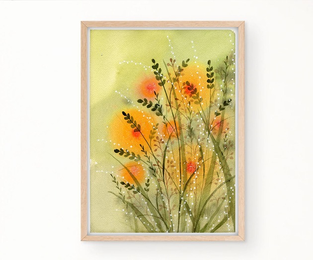 obrazy Oryginalna akwarela.  Łąka  A4