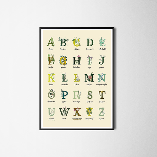 Plakat Alfabet roślinny ecru Maly Wielki Design