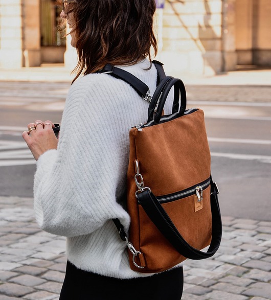 plecaki Plecak / torba 2 w 1 z  nubuku  rudy brąz