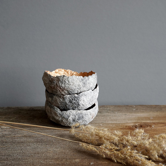 pojemniki na biżuterię Miseczki na biżuterię z masy papierowej - zestaw trzech sztuk