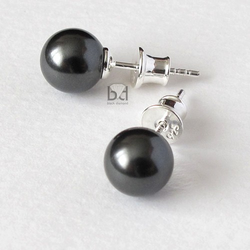 Sztyfty - perły kryształ Swarovski  (8 mm) Black Diamond