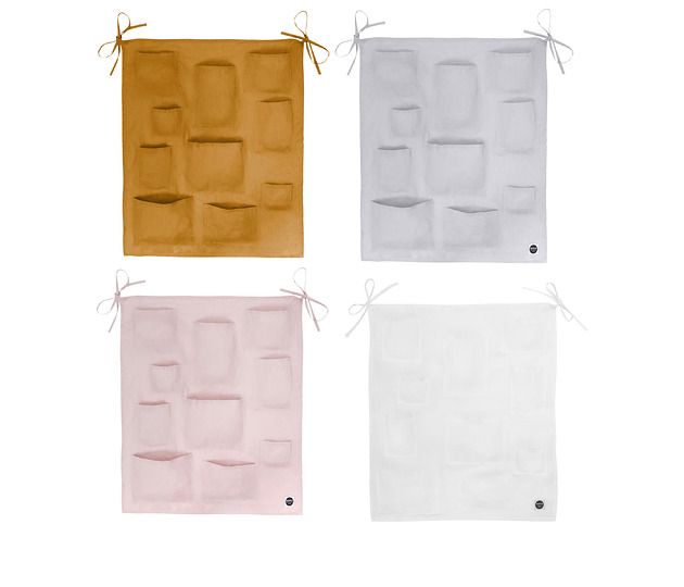 Lniany organizer na ścianę,łóżeczko Nukko Design