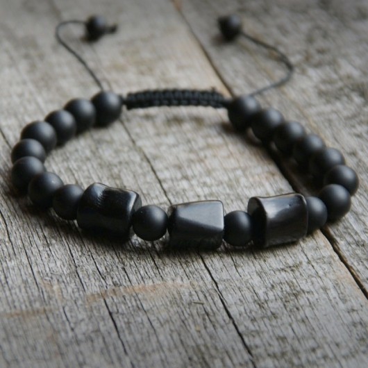 NEW! męska bransoletka :: black coral & lava S/M kaktusia