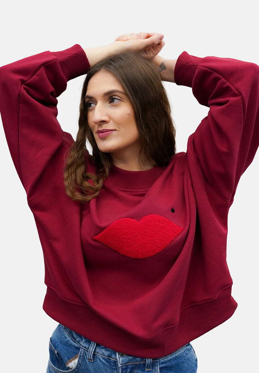 bluza bez kaptura damska Bluza Iconic Burgund Usta