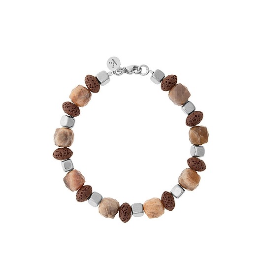 bransoletki z kamieni naturalnych Bransoletka Boho Chic - czekoladowy mix na zapięciu - Srebrna