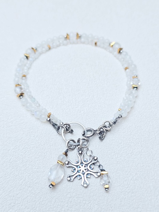 bransoletki srebrne Podwójna  Bransoletka Śnieżynka  REZERWACJA