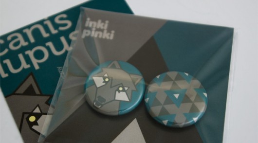 wilk - komplet przypinek 2 szt. inkipinki