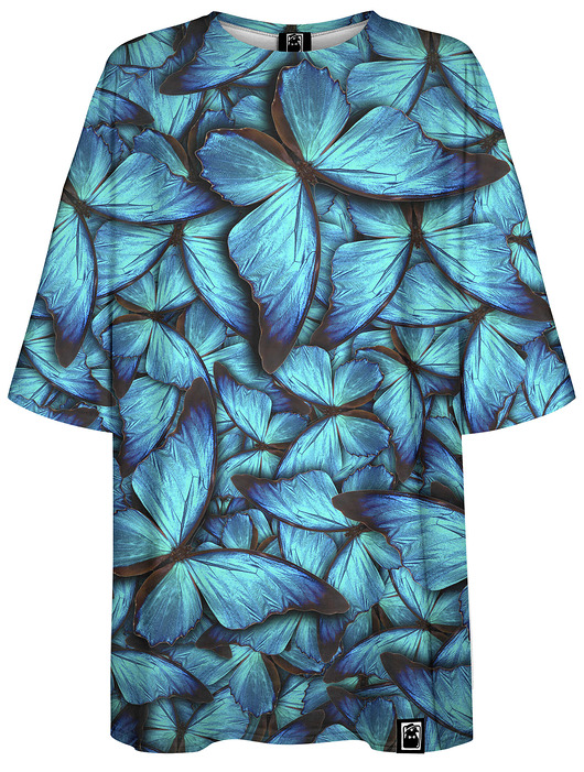 t-shirt damskie DR.CROW T-shirt Damski Oversize Motyle Blue