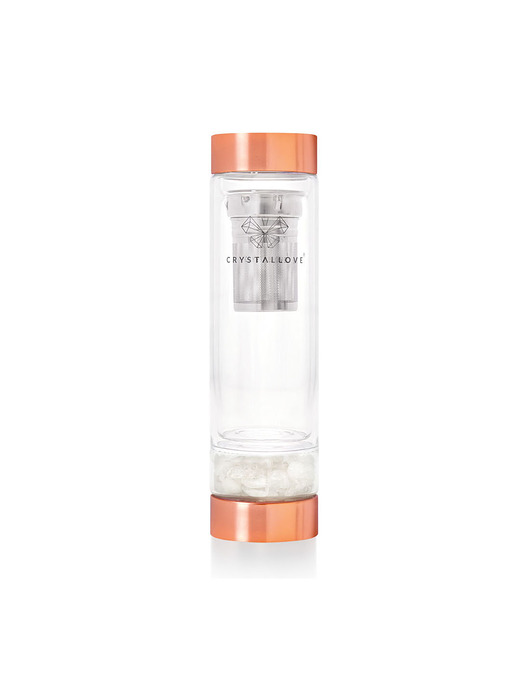 akcesoria do jogi CRYSTALLOVE Szklana butelka na wodę i herbatę z kryształem górskim