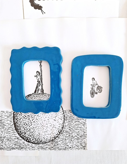 ramki na zdjęcia Ramki ceramiczna niebieskie dekoracja ścienna