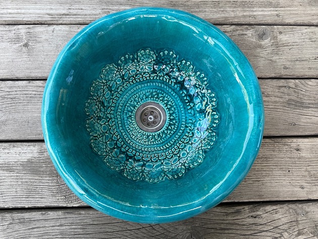 umywalki UM2 Umywalka ceramiczna, owalna z koronkami